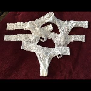 White Lace Thongs Set of 5